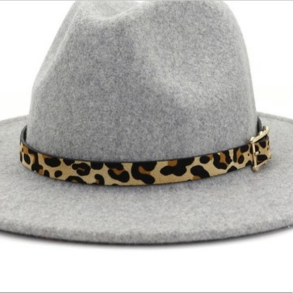 NWT FEDORA PANAMA HAT WITH LEOPARD (removable) BAND - Picture 3 of 5